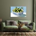 TABLEAU SUR TOILE – OLIVES VERTES DANS UN BOL - TABLEAUX DE NATURES MORTES - TABLEAUX