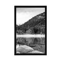 POSTER LAKE IN NATURE IN BLACK AND WHITE - BLACK AND WHITE - POSTERS