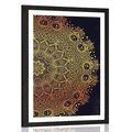 POSTER MIT PASSEPARTOUT GOLDENES ORIENTALISCHES MANDALA - FENG SHUI - POSTER