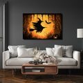 WANDBILD HEXE IM FLUG BEI MONDSCHEIN - HALLOWEEN- UND HORROR-BILDER - BILDER