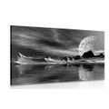 CANVAS PRINT FUTURISTIC LANDSCAPE IN BLACK AND WHITE - BLACK AND WHITE PICTURES - PICTURES