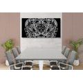 CANVAS PRINT MANDALA OF HEALTH IN BLACK AND WHITE - BLACK AND WHITE PICTURES - PICTURES