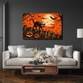 QUADRO SU TELA – GATTO NERO SOTTO LA LUNA - QUADRI HALLOWEEN E HORROR - STAMPE E QUADRI