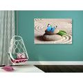 CANVAS PRINT BLUE BUTTERFLY IN A ZEN GARDEN - PICTURES FENG SHUI - PICTURES