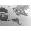 DECORATIVE PINBOARD WORLD MAP IN BLACK AND WHITE - PICTURES ON CORK - PICTURES