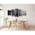 5-PIECE CANVAS PRINT FLORAL MANDALA IN BLACK AND WHITE - BLACK AND WHITE PICTURES - PICTURES