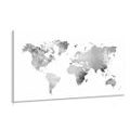 CANVAS PRINT WORLD MAP IN BLACK AND WHITE WATERCOLOR DESIGN - PICTURES OF MAPS - PICTURES