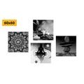 CANVAS PRINT SET FENG SHUI HARMONY IN BLACK AND WHITE - SET OF PICTURES - PICTURES