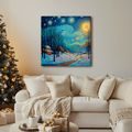 VÁNOČNÍ OBRAZ SVÁTEČNÍ NOČNÍ KRAJINA - VÁNOČNÍ A ZIMNÍ OBRAZY - OBRAZY