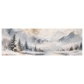 TABLEAU SUR TOILE – VALLÉE BRUMEUSE EN PAYSAGE HIVERNAL - TABLEAUX DE MONTAGNE - TABLEAUX