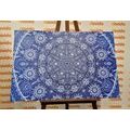 CANVAS PRINT ORNAMENTAL MANDALA WITH LACE IN BLUE COLOR - PICTURES FENG SHUI - PICTURES