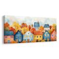 WANDBILD MALERISCHE HÄUSER IN DER LANDSCHAFT - BUNTE HÄUSER - BILDER