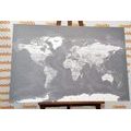 DECORATIVE PINBOARD STYLISH VINTAGE BLACK AND WHITE WORLD MAP - PICTURES ON CORK - PICTURES