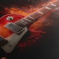 WANDBILD ELEKTRISCHE GITARRE IN FLAMMEN - MUSIKBILDER - BILDER