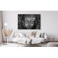 CANVAS PRINT SMILING BUDDHA IN BLACK AND WHITE - BLACK AND WHITE PICTURES - PICTURES