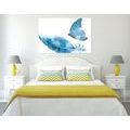 CANVAS PRINT FEATHER WITH A BUTTERFLY IN BLUE DESIGN - STILL LIFE PICTURES{% if product.category.pathNames[0] != product.category.name %} - PICTURES{% endif %}