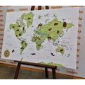 WANDBILD WELTKARTE MIT TIEREN - WELTKARTEN ALS BILDER - BILDER
