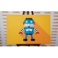 CANVAS PRINT CHEERFUL ROBOT - CHILDRENS PICTURES - PICTURES