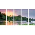 5-PIECE CANVAS PRINT SUNRISE BY THE RIVER - PICTURES OF NATURE AND LANDSCAPE - PICTURES