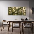 TABLEAU EN 5 PARTIES – FOUGÈRES BOTANIQUES EN SÉPIA - TABLEAUX ARBRES ET FEUILLES - TABLEAUX