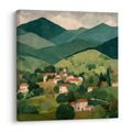 WANDBILD GRÜNE HÜGEL UND HÄUSER - BUNTE HÄUSER - BILDER