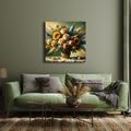 TABLEAU SUR TOILE – BOUQUET DE ROSES ET TOURNESOLS - TABLEAUX DE FLEURS - TABLEAUX