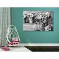 CANVAS PRINT ROMANTIC CARNATION IN A VINTAGE TOUCH IN BLACK AND WHITE - BLACK AND WHITE PICTURES - PICTURES