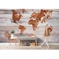SELF ADHESIVE WALLPAPER MAP OUTLINE ON A WOODEN BASE - SELF-ADHESIVE WALLPAPERS - WALLPAPERS