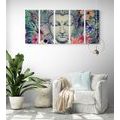 5-TEILIGES WANDBILD BUDDHA AUF EXOTISCHEM HINTERGRUND - BILDER MIT FENG SHUI-MOTIVEN - BILDER