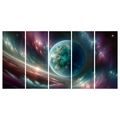 5-TEILIGES WANDBILD GALAXIE UND PLANET - WANDBILDER GALAXIE - BILDER