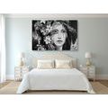 CANVAS PRINT ORIGINAL PAINTING OF A WOMAN IN BLACK AND WHITE - BLACK AND WHITE PICTURES - PICTURES