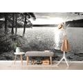 SELF ADHESIVE WALL MURAL SUNSET OVER THE LAKE IN BLACK AND WHITE - SELF-ADHESIVE WALLPAPERS - WALLPAPERS