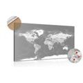 OBRAZ NA KORKU STYLISH VINTAGE BLACK AND WHITE WORLD MAP - OBRAZY NA KORKU - OBRAZY