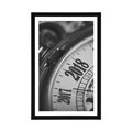 POSTER WITH MOUNT VINTAGE POCKET WATCH IN BLACK AND WHITE - BLACK AND WHITE - POSTERS