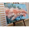 QUADRO ALBERI IN FIORE CON DESIGN AD ACQUERELLO - QUADRI DI NATURA E PAESAGGIO - QUADRI