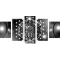 TABLEAU EN 5 PARTIES – MANDALA FASCINANT EN NOIR ET BLANC - TABLEAUX EN NOIR ET BLANC - TABLEAUX