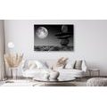 CANVAS PRINT FOLDED STONES IN A MOONLIGHT IN BLACK AND WHITE - BLACK AND WHITE PICTURES - PICTURES