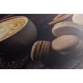 CANVAS PRINT COFFEE WITH CHOCOLATE MACARONS - PICTURES OF FOOD AND DRINKS - PICTURES