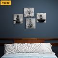 BILDER-SET MIT SCHWARZ-WEISSEM FENG-SHUI-MOTIV - BILDERSETS - BILDER