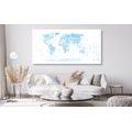 DECORATIVE PINBOARD DETAILED MAP OF THE WORLD IN BLUE - PICTURES ON CORK - PICTURES
