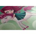 CANVAS PRINT LITTLE GIRL WITH A UNICORN - CHILDRENS PICTURES - PICTURES