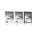 POSTER SNOWY MOUNTAINS IN BLACK AND WHITE - BLACK AND WHITE - POSTERS