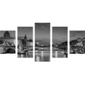 5-PIECE CANVAS PRINT DAZZLING PANORAMA OF PARIS IN BLACK AND WHITE - BLACK AND WHITE PICTURES - PICTURES