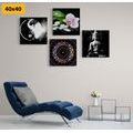 CANVAS PRINT SET FENG SHUI ON A BLACK BACKGROUND - SET OF PICTURES - PICTURES