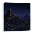 TABLEAU SUR TOILE – LIGNES DORÉES DE MONTAGNES LA NUIT - TABLEAUX DE MONTAGNE - TABLEAUX