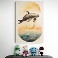 CANVAS PRINT DREAMY WHALE IN THE SUNSET - DREAMY LITTLE ANIMALS - PICTURES