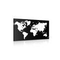 CANVAS PRINT WHITE MAP ON A BLACK BACKGROUND - PICTURES OF MAPS - PICTURES