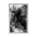 POSTER MODERN MEDIA PAINTING IN BLACK AND WHITE - BLACK AND WHITE - POSTERS