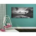 CANVAS PRINT BEAUTIFUL LANDSCAPE BY THE SEA IN BLACK AND WHITE - BLACK AND WHITE PICTURES - PICTURES