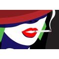 CANVAS PRINT WOMAN IN A HAT IN POP ART STYLE - POP ART PICTURES - PICTURES